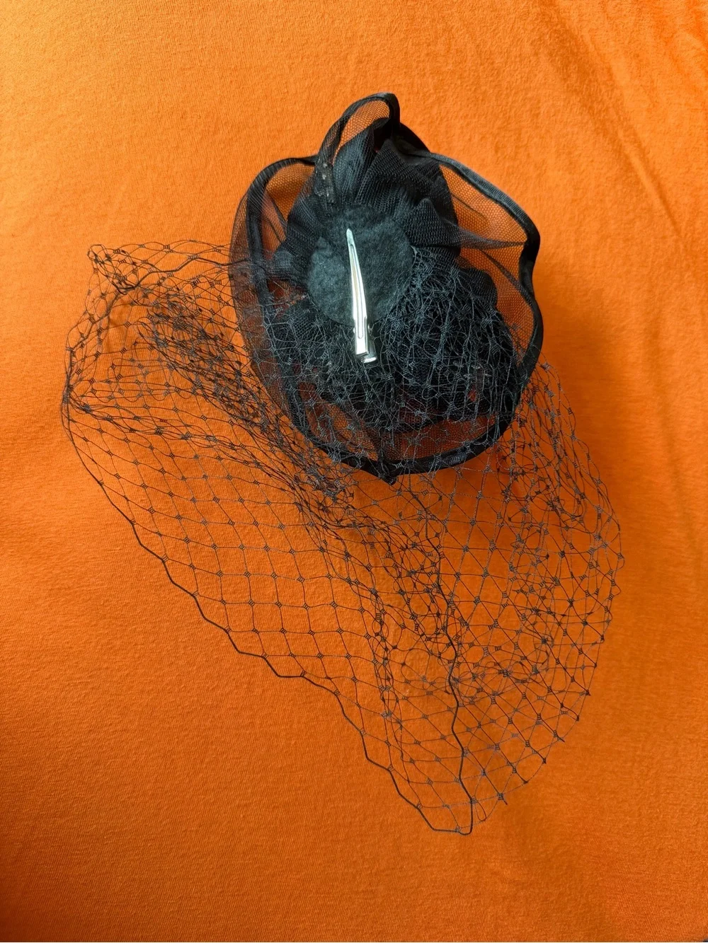 Black Feather Veil Fascinator Hair Clip